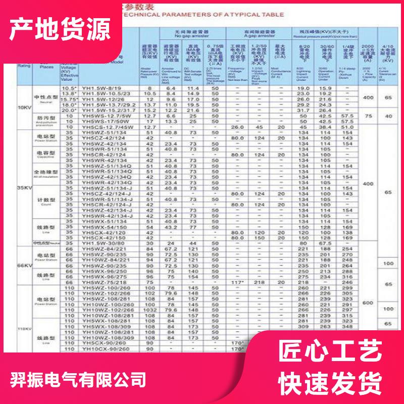 金属氧化物避雷器Y10W-100/260【浙江羿振电气有限公司】