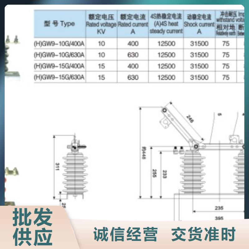 三相交流隔离开关GW9-10KV/400单柱立开,不接地,操作型式:手动