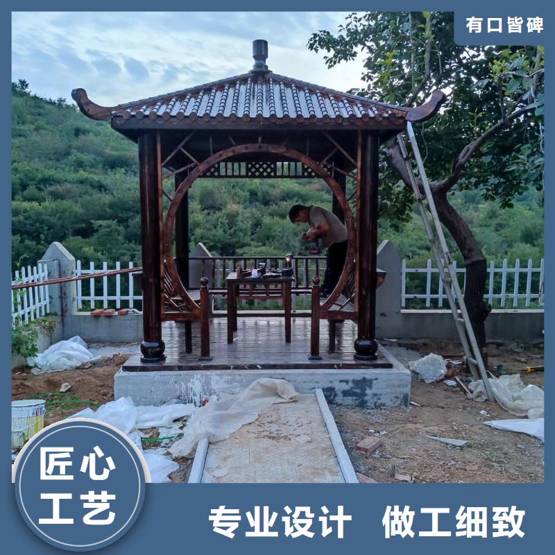 铝代木古建古铜色回廊建筑产品实拍