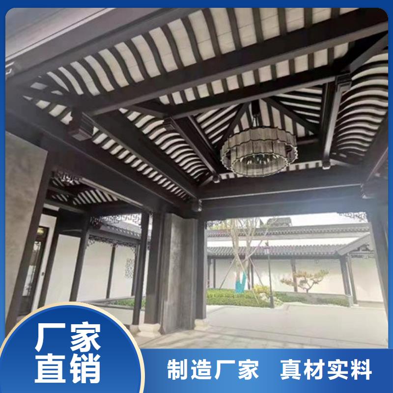 铝代木古建古铜色回廊建筑产品实拍